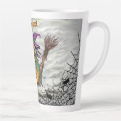 Witch, Cat, Bat en Pumpkin, Happy Halloween! Latte Mok (Rechts)