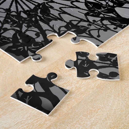 Witch, Cat, Bat en Pumpkin, Happy Halloween! Legpuzzel (Zijkant)