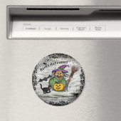 Witch, Cat, Bat en Pumpkin, Happy Halloween! Magneet (Insitu (Vaatwasser))