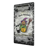 Witch, Cat, Bat en Pumpkin, Happy Halloween! Mini Klembord (Angled2)