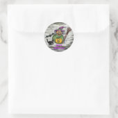 Witch, Cat, Bat en Pumpkin, Happy Halloween! Ronde Sticker (Tas)