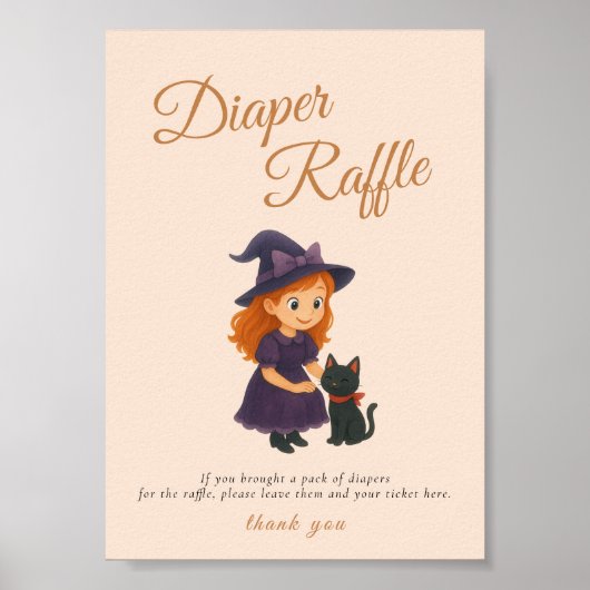 Witch & Cat Bow Cards  Gifts Table Sign Poster (Voorkant)