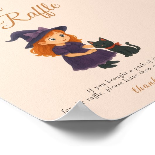 Witch & Cat Bow Cards  Gifts Table Sign Poster (Hoek)