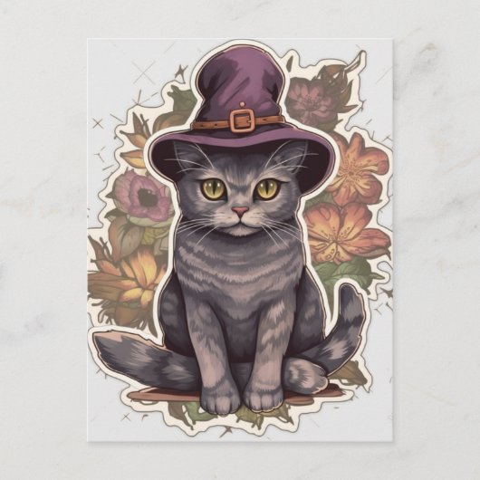 Witch Cat Briefkaart (Voorkant)