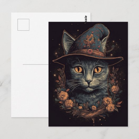 Witch Cat Briefkaart (Voorkant / Achterkant)