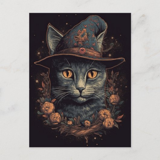 Witch Cat Briefkaart (Voorkant)