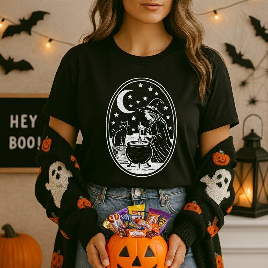 Witch Cat Cauldron Mystic T-shirt
