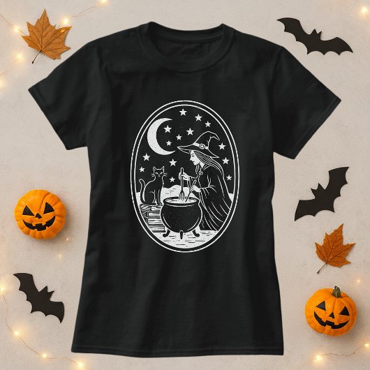 Witch Cat Cauldron Mystic T-shirt