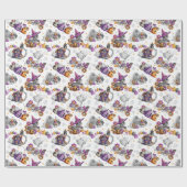 Witch Cat en Spooky Friends Cadeaupapier (Vlak)