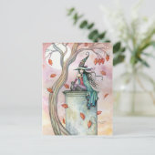 Witch Cat Halloween Briefkaart beroemd gemaakt doo (Staand voorkant)