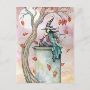 Witch Cat Halloween Briefkaart beroemd gemaakt doo