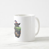 Witch Cat Halloween Coffee Mok – Schattigee zwarte (Voorkant rechts)