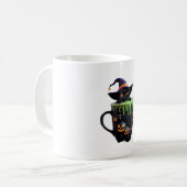Witch Cat Halloween Coffee Mok – Schattigee zwarte (Voorkant links)