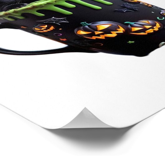 Witch Cat Halloween Coffee Mok – Schattigee zwarte Poster (Hoek)