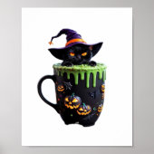 Witch Cat Halloween Coffee Mok – Schattigee zwarte Poster (Voorkant)