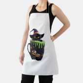 Witch Cat Halloween Coffee Mok – Schattigee zwarte Schort (Insitu)