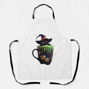 Witch Cat Halloween Coffee Mok – Schattigee zwarte Schort
