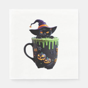 Witch Cat Halloween Coffee Mok – Schattigee zwarte Servet