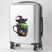 Witch Cat Halloween Coffee Mok – Schattigee zwarte Sticker (Koffer)