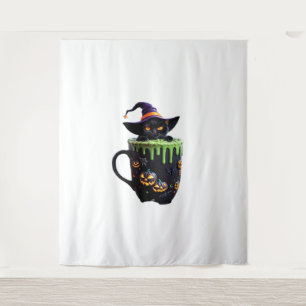 Witch Cat Halloween Coffee Mok – Schattigee zwarte Wandkleed