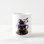 Witch Cat Halloween Latte - griezelige Schattigee  Koffiemok (Center)