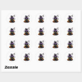 Witch Cat Halloween Latte - griezelige Schattigee  Ronde Sticker (Vel)
