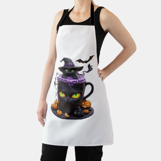 Witch Cat Halloween Latte - griezelige Schattigee  Schort (Insitu)
