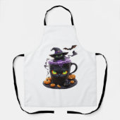 Witch Cat Halloween Latte - griezelige Schattigee  Schort (Voorkant)