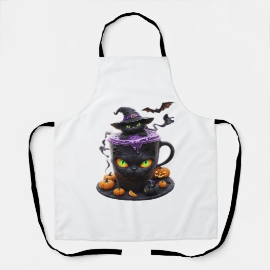 Witch Cat Halloween Latte - griezelige Schattigee  Schort (Voorkant)