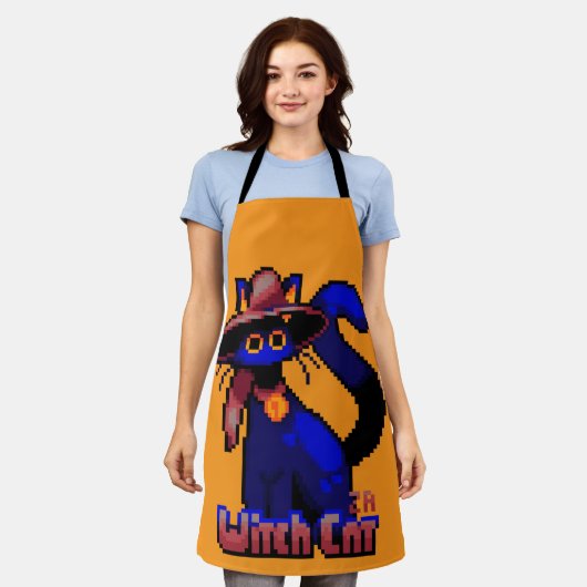 Witch Cat, Halloween Pixel Art Schort (Gedragen)