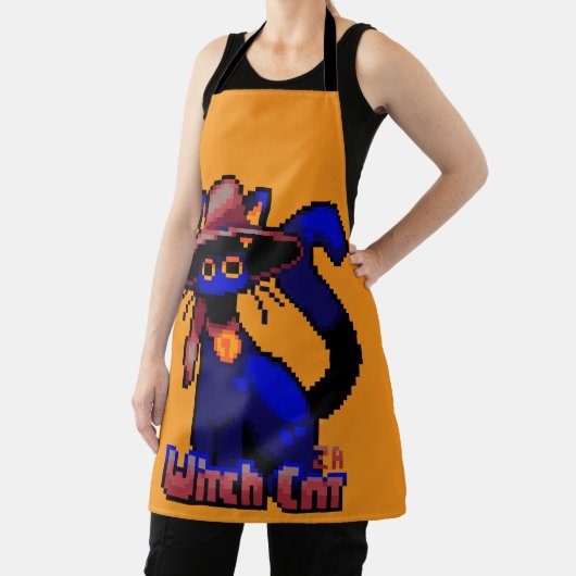 Witch Cat, Halloween Pixel Art Schort (Insitu)