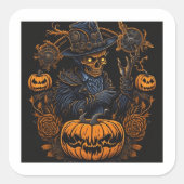 Witch Cat Halloween Sticker | Spooky Gift Label (Voorkant)