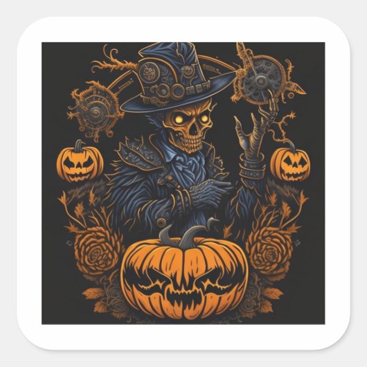 Witch Cat Halloween Sticker | Spooky Gift Label (Voorkant)