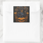 Witch Cat Halloween Sticker | Spooky Gift Label (Tas)