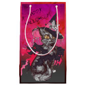 Witch Cat Happy Halloween Klein Cadeauzakje (Voorkant)