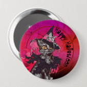 Witch Cat Happy Halloween Ronde Button 4,0 Cm (Voorkant /achterkant)