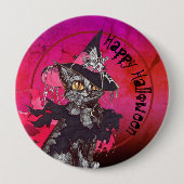 Witch Cat Happy Halloween Ronde Button 4,0 Cm (Voorkant)