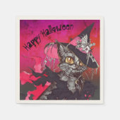 Witch Cat Happy Halloween Servet (Voorkant)