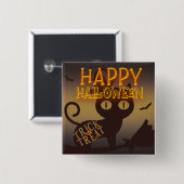 Witch Cat Happy Halloween Vierkante Button 5,1 Cm (Voorkant /achterkant)
