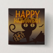 Witch Cat Happy Halloween Vierkante Button 5,1 Cm (Voorkant)