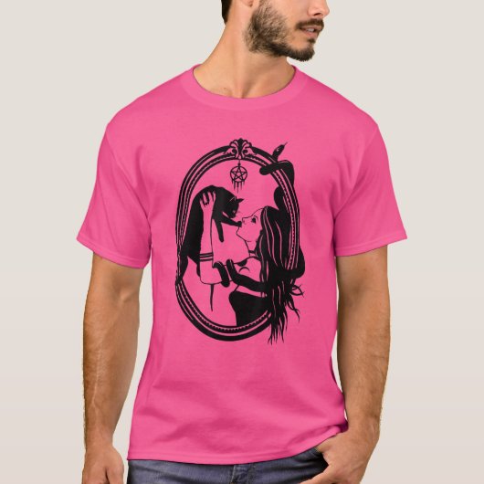 Witch Cat Pagan Gothic Wicca Witchy Cat T-shirt (Voorkant)