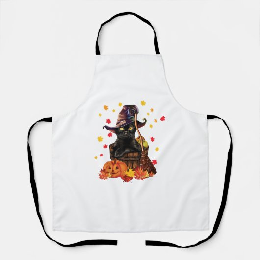 Witch Cat Pumpkin Herfst Lover Funny Cat Gift voor Schort (Voorkant)