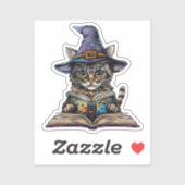 Witch Cat Reading Custom-Cut Vinyl Sticker (Vel)