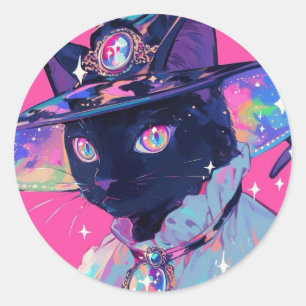 Witch Cat Ronde Sticker