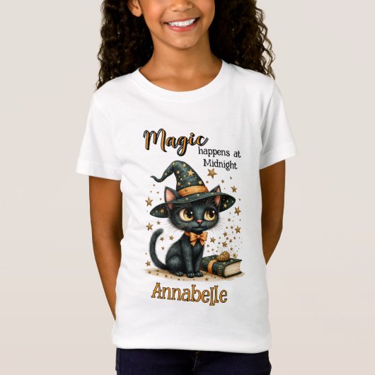 Witch Cat T Shirt, Halloween T, Spooky Season T-shirt (Voorkant)