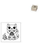 Witch Cat Voodoo Doll 1x1 Rubberstempel (Gestempeld)