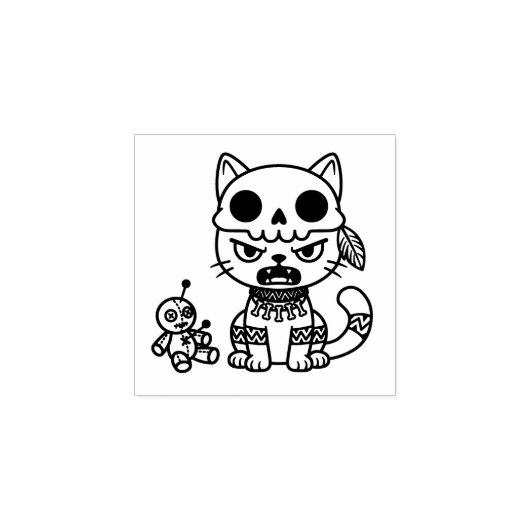 Witch Cat Voodoo Doll 1x1 Rubberstempel (Afrduk)