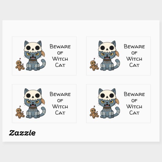 Witch Cat Voodoo Doll Custom Text Rechthoekige Sticker (Vel)