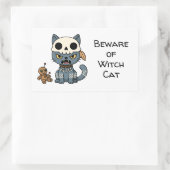 Witch Cat Voodoo Doll Custom Text Rechthoekige Sticker (Tas)
