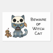 Witch Cat Voodoo Doll Custom Text Rechthoekige Sticker (Voorkant)